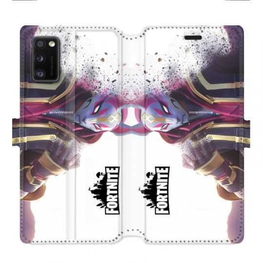 Housse cuir portefeuille pour Samsung Galaxy A41 Fortnite Blanc