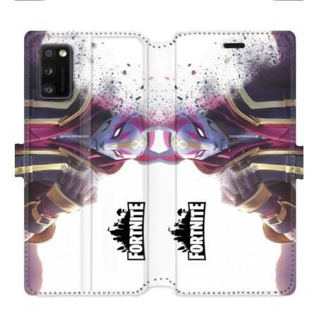 Housse cuir portefeuille pour Samsung Galaxy A41 Fortnite Blanc