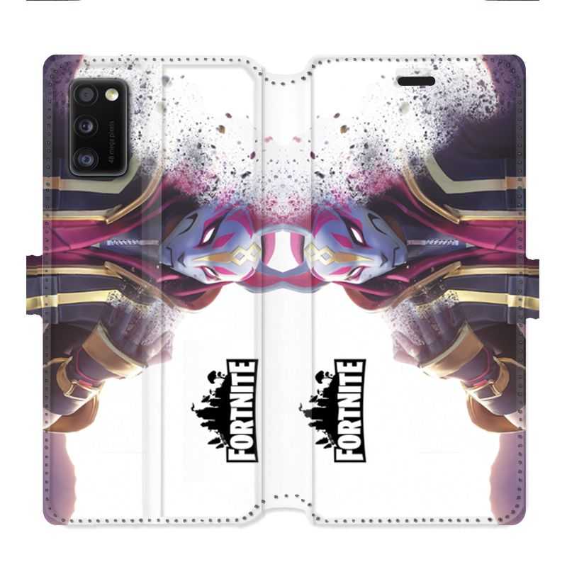 Housse cuir portefeuille pour Samsung Galaxy A41 Fortnite Blanc