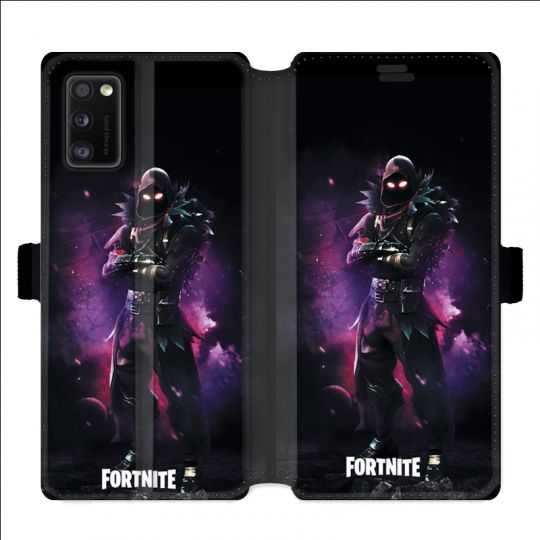 Housse cuir portefeuille pour Samsung Galaxy A41 Fortnite Raven