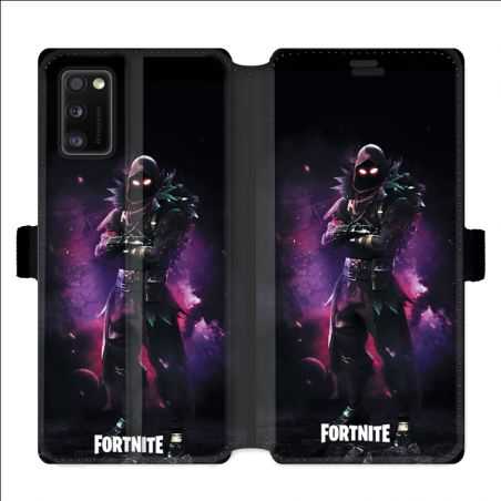 Housse cuir portefeuille pour Samsung Galaxy A41 Fortnite Raven