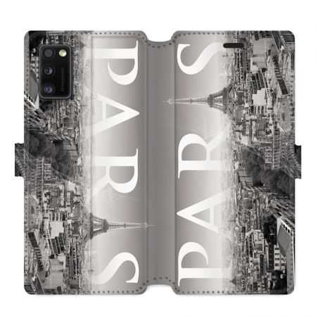 Housse cuir portefeuille pour Samsung Galaxy A41 France Paris Vintage
