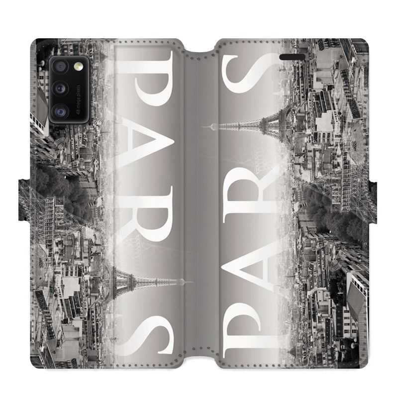 Housse cuir portefeuille pour Samsung Galaxy A41 France Paris Vintage