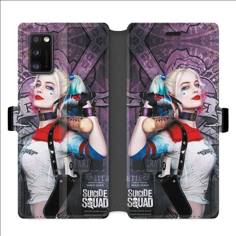 Housse cuir portefeuille pour Samsung Galaxy A41 Harley Quinn Batte