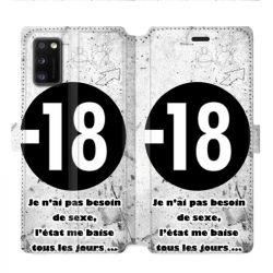 Housse cuir portefeuille pour Samsung Galaxy A41 Humour 18 ans