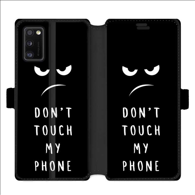 Housse cuir portefeuille pour Samsung Galaxy A41 Humour don't touch