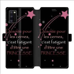 Housse cuir portefeuille pour Samsung Galaxy A41 Humour princesse