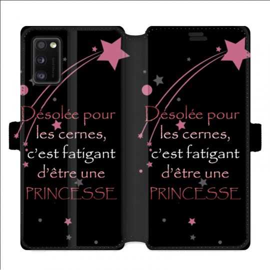 Housse cuir portefeuille pour Samsung Galaxy A41 Humour princesse