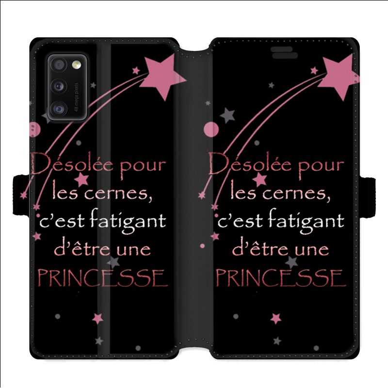 Housse cuir portefeuille pour Samsung Galaxy A41 Humour princesse