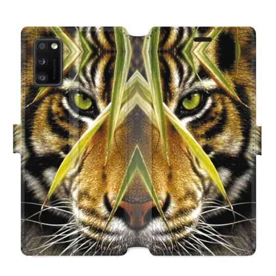 Housse cuir portefeuille pour Samsung Galaxy A41 Oeil tigre
