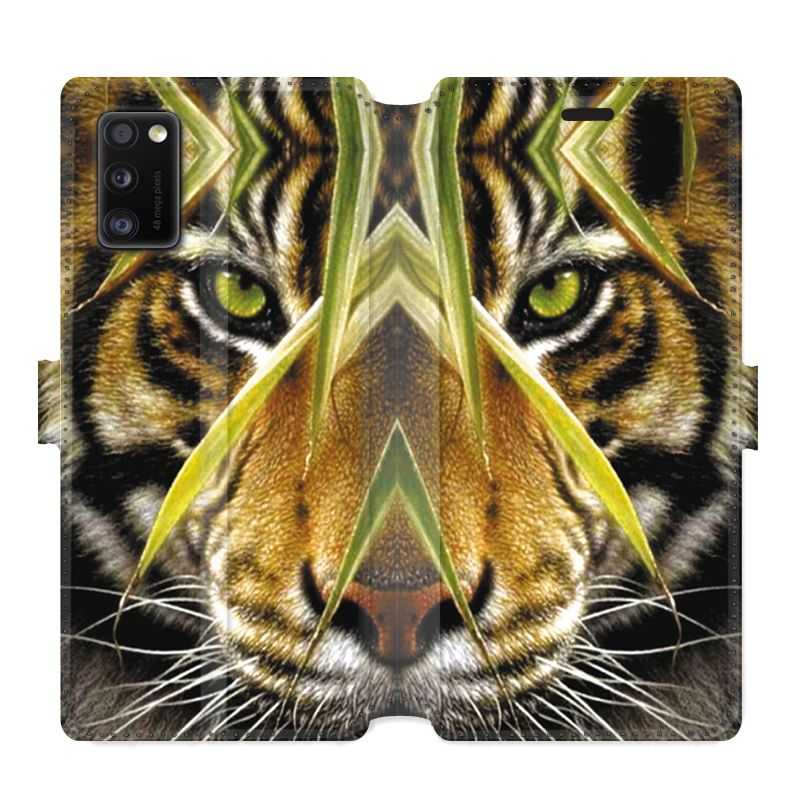 Housse cuir portefeuille pour Samsung Galaxy A41 Oeil tigre