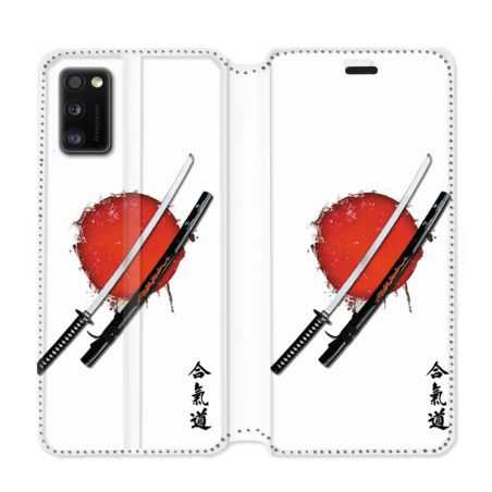 Housse cuir portefeuille pour Samsung Galaxy A41 Japon épée