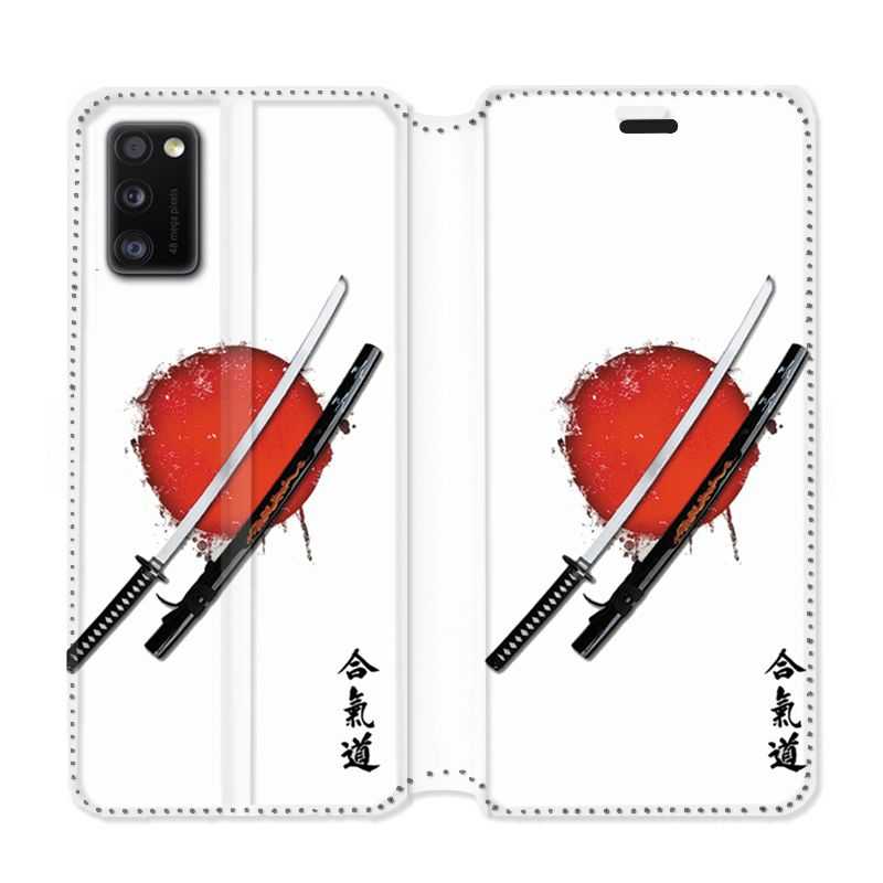 Housse cuir portefeuille pour Samsung Galaxy A41 Japon épée