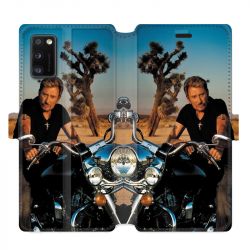 Housse cuir portefeuille pour Samsung Galaxy A41 Johnny Hallyday Moto