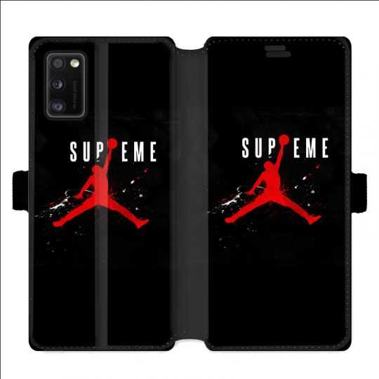 Housse cuir portefeuille pour Samsung Galaxy A41 Jordan Supreme Noir
