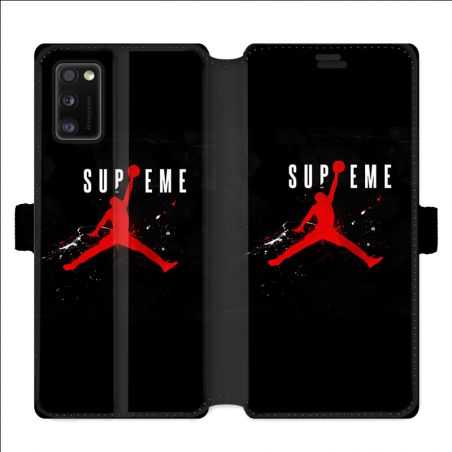 Housse cuir portefeuille pour Samsung Galaxy A41 Jordan Supreme Noir