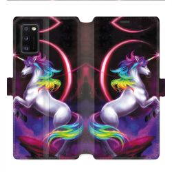 Housse cuir portefeuille pour Samsung Galaxy A41 Licorne Arc en ciel