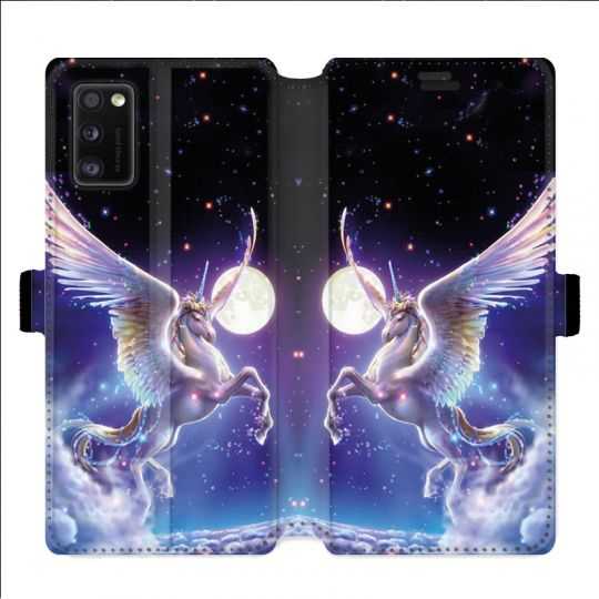 Housse cuir portefeuille pour Samsung Galaxy A41 Licorne Céleste
