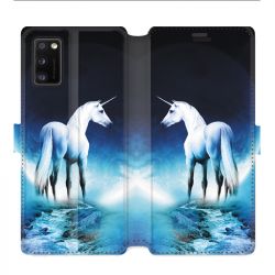Housse cuir portefeuille pour Samsung Galaxy A41 Licorne Lune