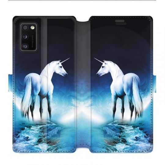 Housse cuir portefeuille pour Samsung Galaxy A41 Licorne Lune