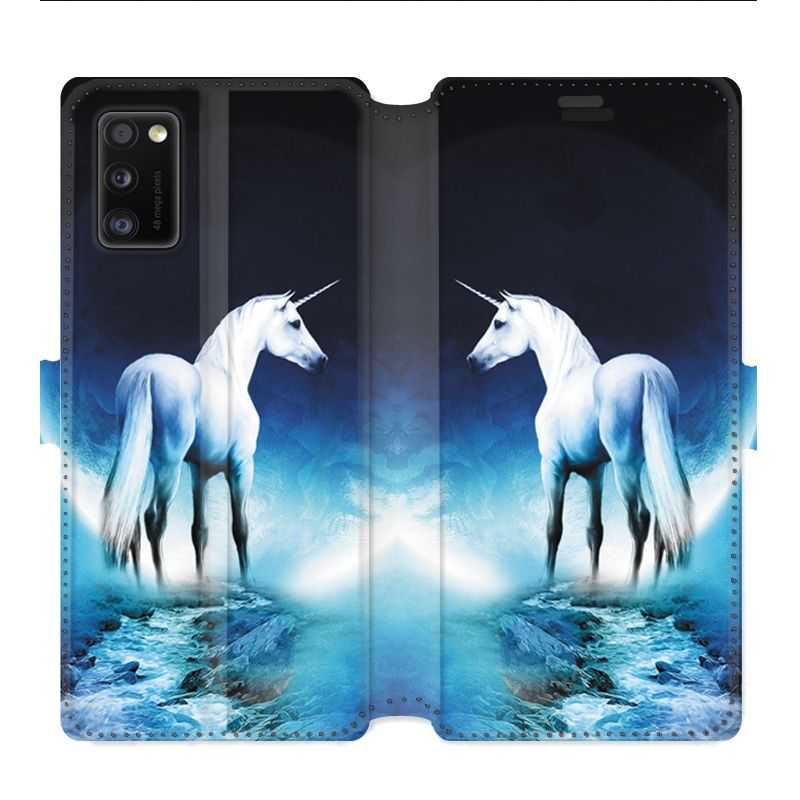 Housse cuir portefeuille pour Samsung Galaxy A41 Licorne Lune