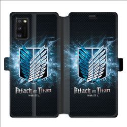 Housse cuir portefeuille pour Samsung Galaxy A41 Manga Attaque titans noir