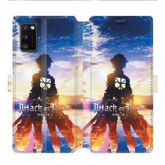 Housse cuir portefeuille pour Samsung Galaxy A41 Manga Attaque titans Soleil