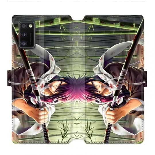 Housse cuir portefeuille pour Samsung Galaxy A41 Manga bambou