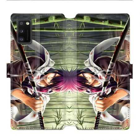 Housse cuir portefeuille pour Samsung Galaxy A41 Manga bambou