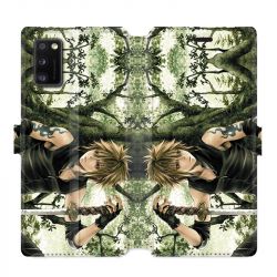 Housse cuir portefeuille pour Samsung Galaxy A41 Manga bois