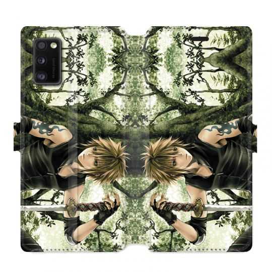 Housse cuir portefeuille pour Samsung Galaxy A41 Manga bois