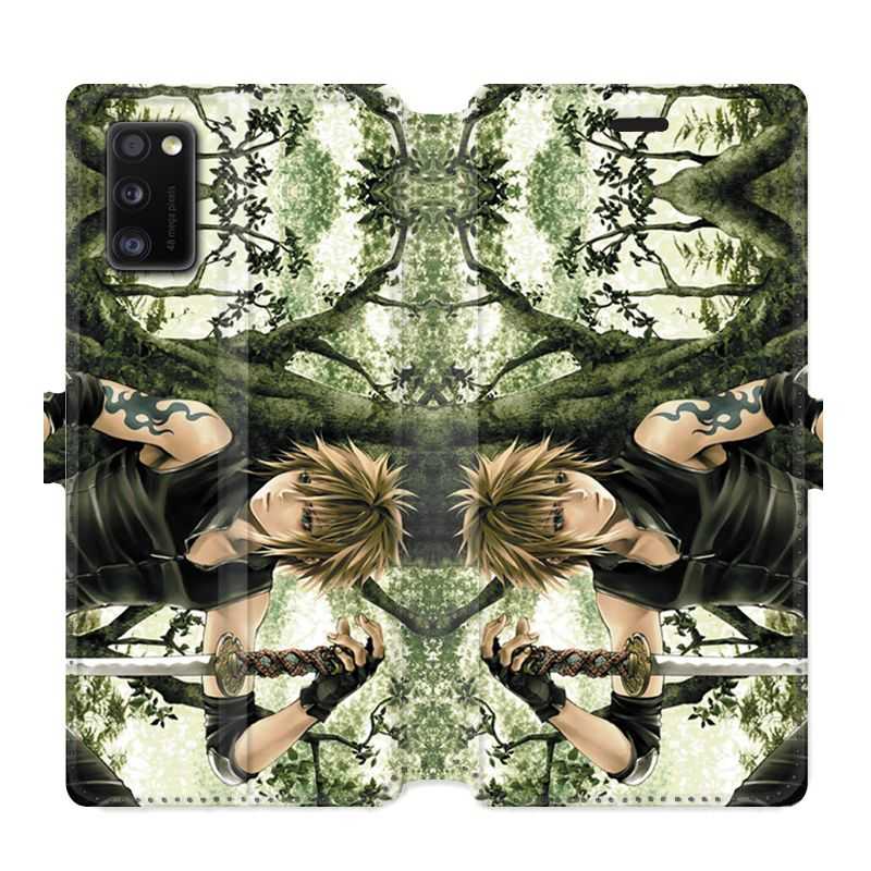 Housse cuir portefeuille pour Samsung Galaxy A41 Manga bois