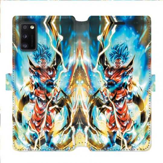 Housse cuir portefeuille pour Samsung Galaxy A41 Manga Dragon Ball Sangoku Blanc
