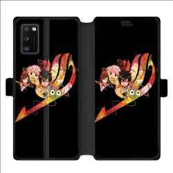 Housse cuir portefeuille pour Samsung Galaxy A41 Manga Fairy Tail Logo Noir