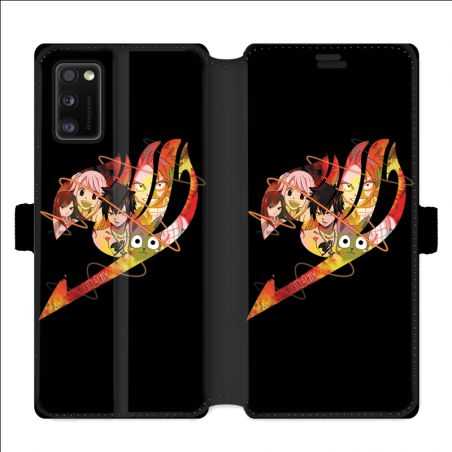 Housse cuir portefeuille pour Samsung Galaxy A41 Manga Fairy Tail Logo Noir