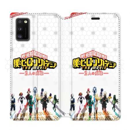 Housse cuir portefeuille pour Samsung Galaxy A41 Manga My hero academia blanc