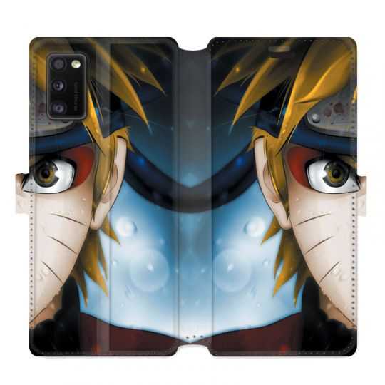 Housse cuir portefeuille pour Samsung Galaxy A41 Manga Naruto blanc