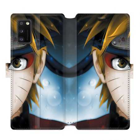 Housse cuir portefeuille pour Samsung Galaxy A41 Manga Naruto blanc