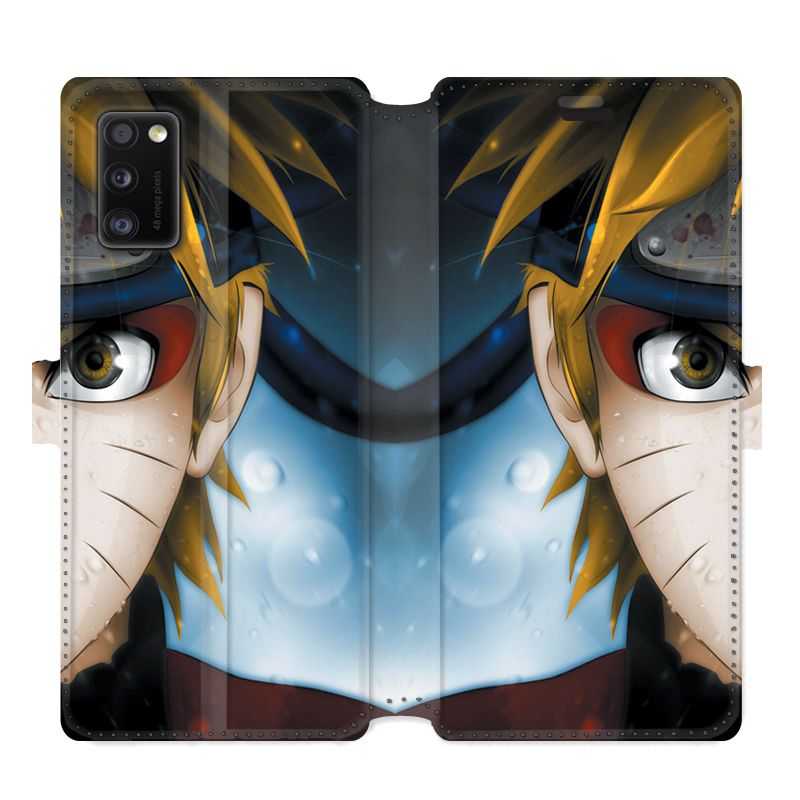 Housse cuir portefeuille pour Samsung Galaxy A41 Manga Naruto blanc