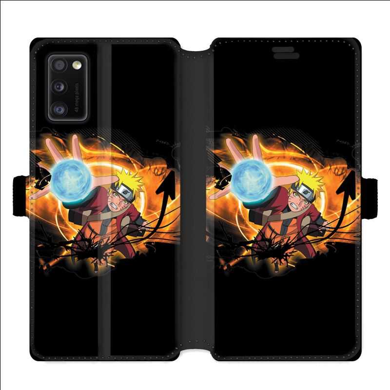 Housse cuir portefeuille pour Samsung Galaxy A41 Manga Naruto noir