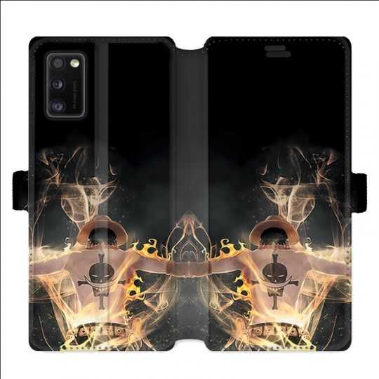 Housse cuir portefeuille pour Samsung Galaxy A41 Manga One Piece Ace noir