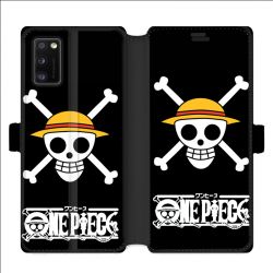 Housse cuir portefeuille pour Samsung Galaxy A41 Manga One Piece tete de mort