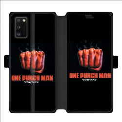 Housse cuir portefeuille pour Samsung Galaxy A41 Manga One Punch Man poing
