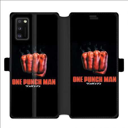 Housse cuir portefeuille pour Samsung Galaxy A41 Manga One Punch Man poing