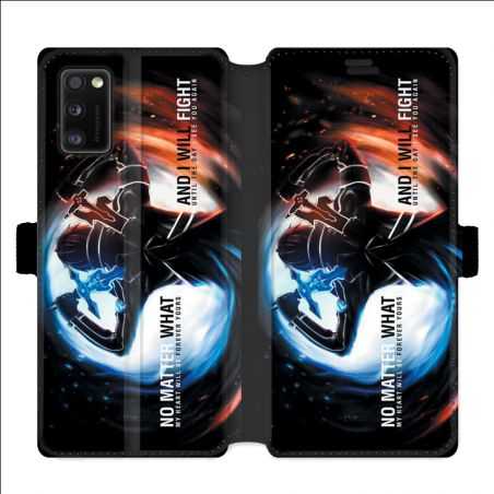 Housse cuir portefeuille pour Samsung Galaxy A41 Manga SAO sword Art Online Fight
