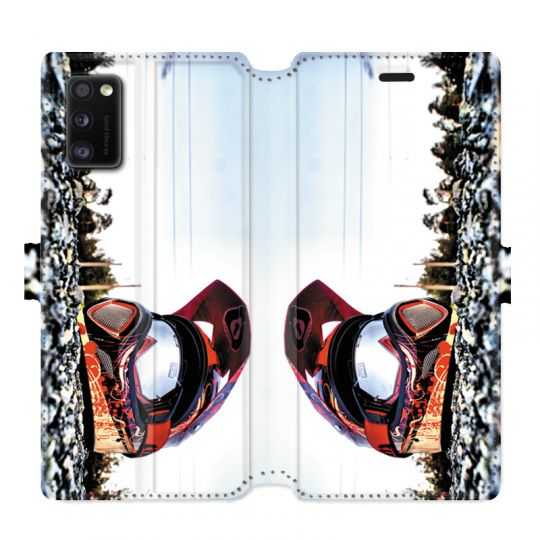 Housse cuir portefeuille pour Samsung Galaxy A41 Moto Casque Cross