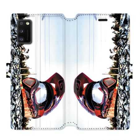 Housse cuir portefeuille pour Samsung Galaxy A41 Moto Casque Cross