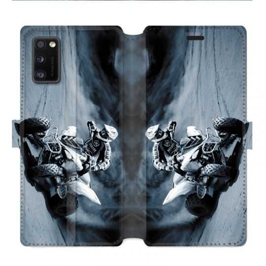 Housse cuir portefeuille pour Samsung Galaxy A41 Moto Quad