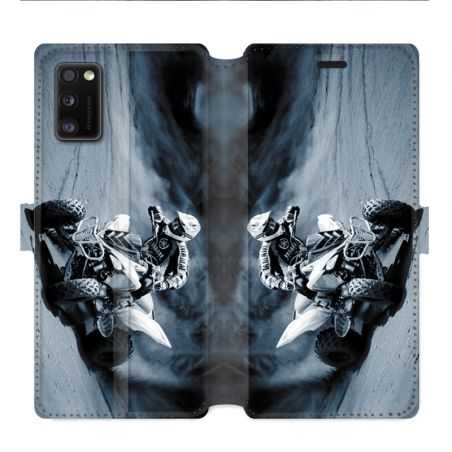 Housse cuir portefeuille pour Samsung Galaxy A41 Moto Quad