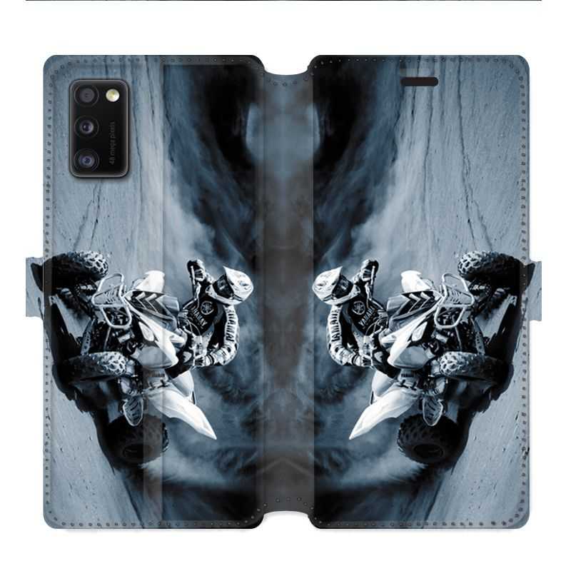 Housse cuir portefeuille pour Samsung Galaxy A41 Moto Quad